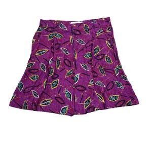 Ann Tjian for Kenar Shorts Womens M Purple Floral Pleated Front High Waist
